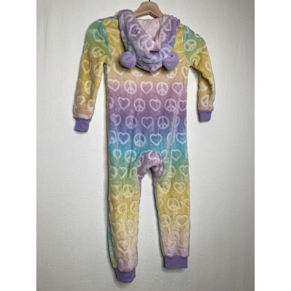 More than Magic Girls One Piece Ombre Pajamas Union Suit Hearts Peace Sz XS 4/5 - Picture 4 of 12